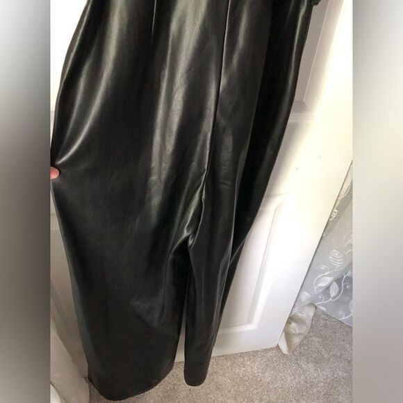 APT. 9 Cara Santana Women Faux Leather Jumpsuit Women sz XS buttons front belt - Picture 9 of 11